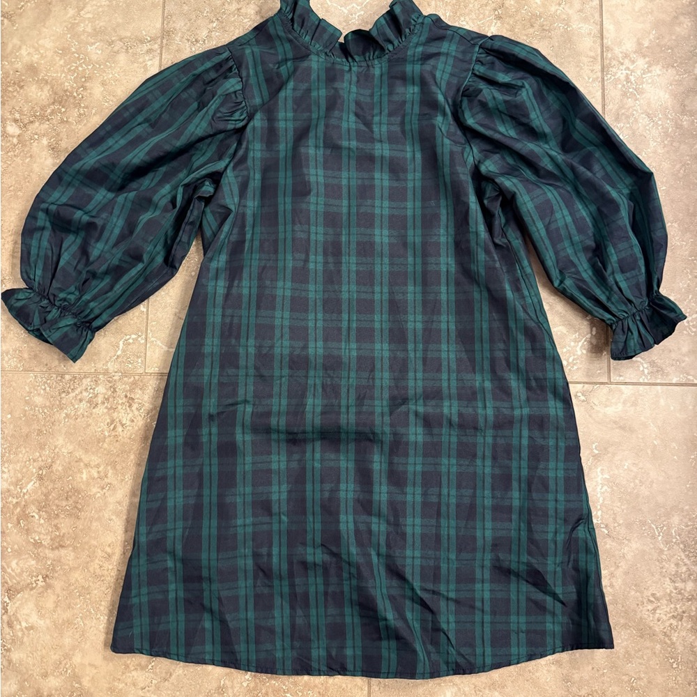 Plaid Green and Black Mini Dress